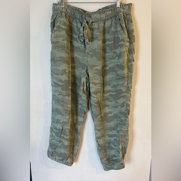 KNOX ROSE Women’s Green Camo Chambray Drawstring Jogger Pants Plus Size XXL - Picture 1 of 4